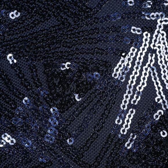 Honey and Rosie One Shoulder Tank Strap Fitted Short Sequin Dress XS BLUE NWT - Picture 4 of 7